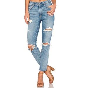 GRLFRIEND Revolve Distressed Karolina Jeans in Light Wash Women’s‎ Jeans Size 25